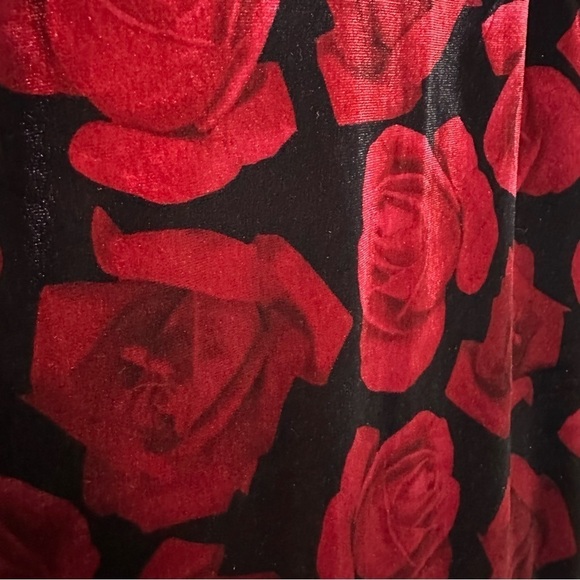 Vintage Hot Kiss red velvet mini dress whimsigoth roses lace lingerie V Day Y2K - Picture 4 of 12